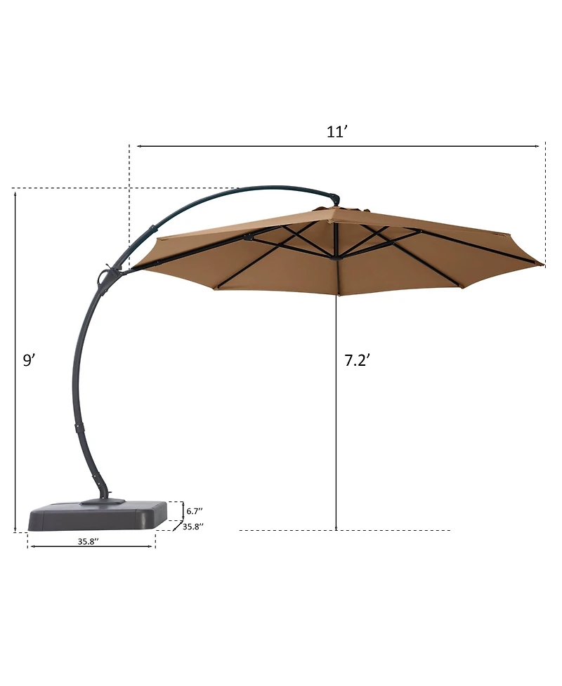 Decksplore Cantilever Patio Umbrella Sun Umbrella Backyard Umbrella with Base