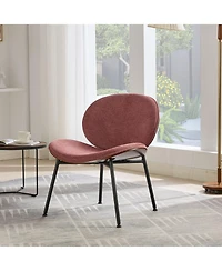 Clihome Mid-Century Modern Shell Chair Single Side Chair Tripod Black Leather Lounge Chair in Walnut Finish Comfortable Backrest