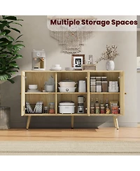 homfan 47.2" rattan buffet cabinet with adjustable shelves-versatile coffee bar and storage sideboard for kitchen or living spaces.