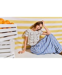English Factory Women's Linen Checked Midi Full Skirt