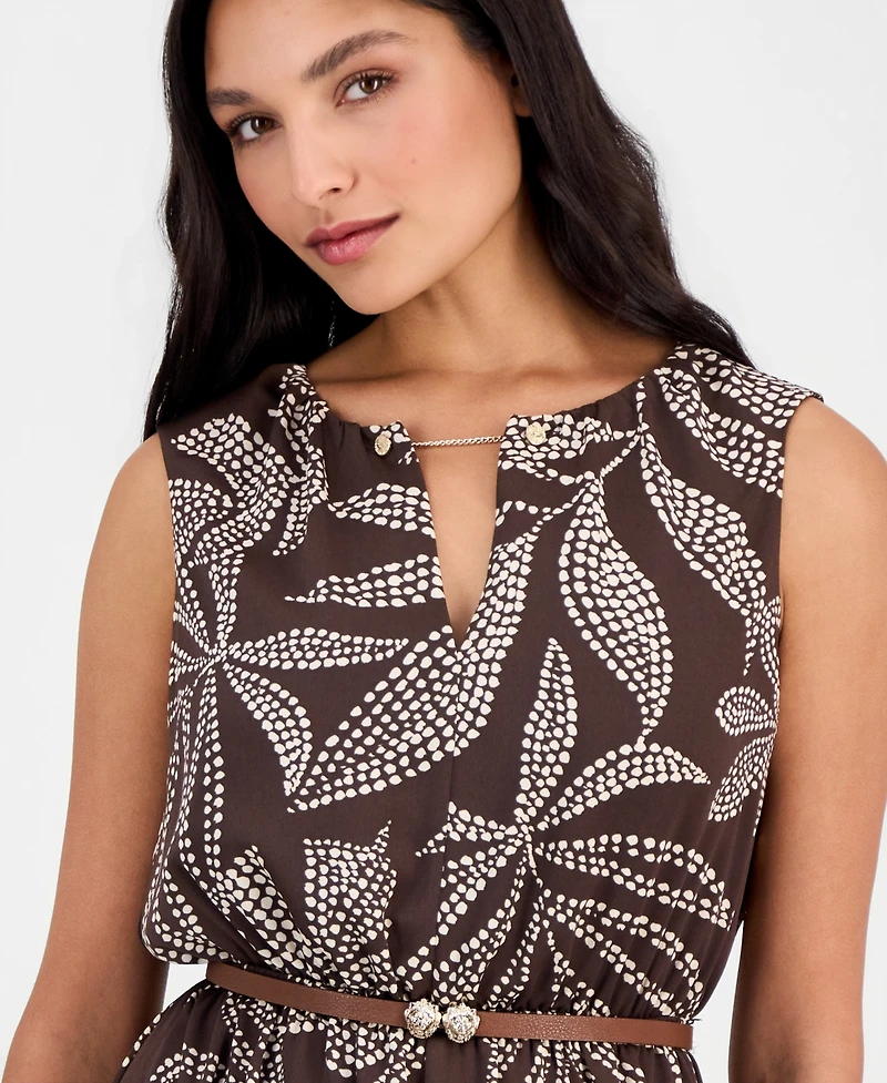 Anne Klein Women's Keyhole-Neck A-Line Midi Dress