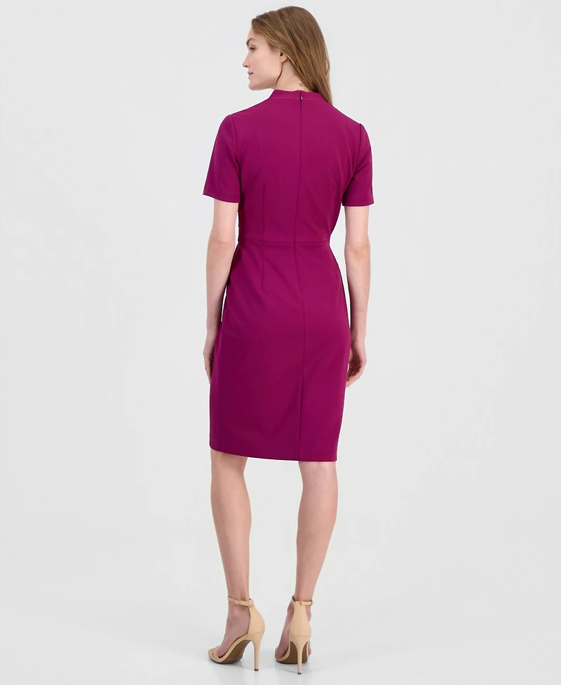 Anne Klein Women's Surplice V-Neck Scuba Crepe Dress