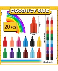 Gnuadz Stackable Crayons Buildable Rainbow Pencils Party Favors Pack of 20