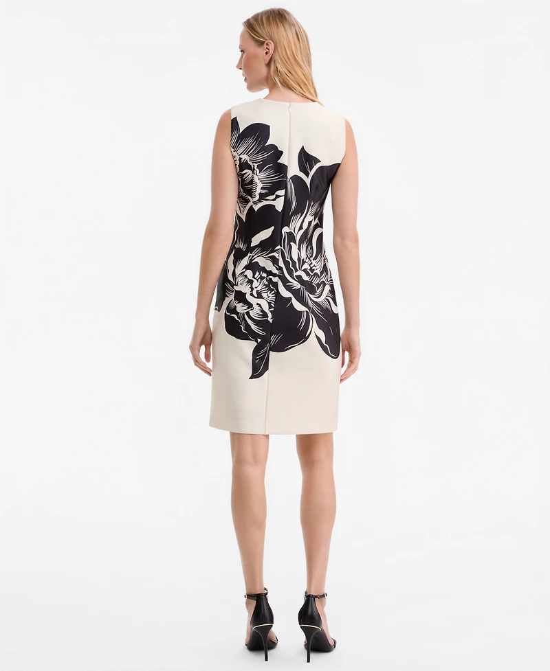 Anne Klein Women's Scuba Placed-Printed Sheath Dress
