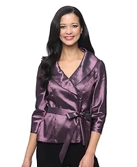 Alex Evenings Women's V-Neck Portrait Collar Blouse