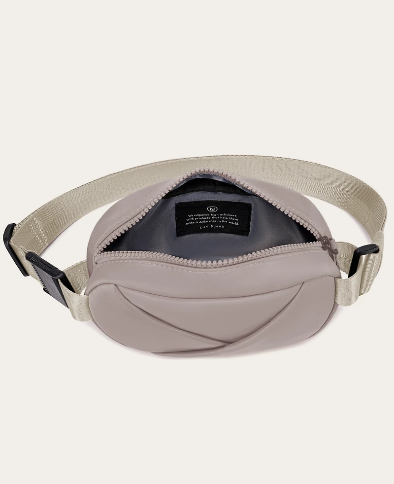 Lux & Nyx Origami Belt Bag Sling - Black Ultra Satin Nylon Convertible Belt, Sling, Crossbody Daily Travel