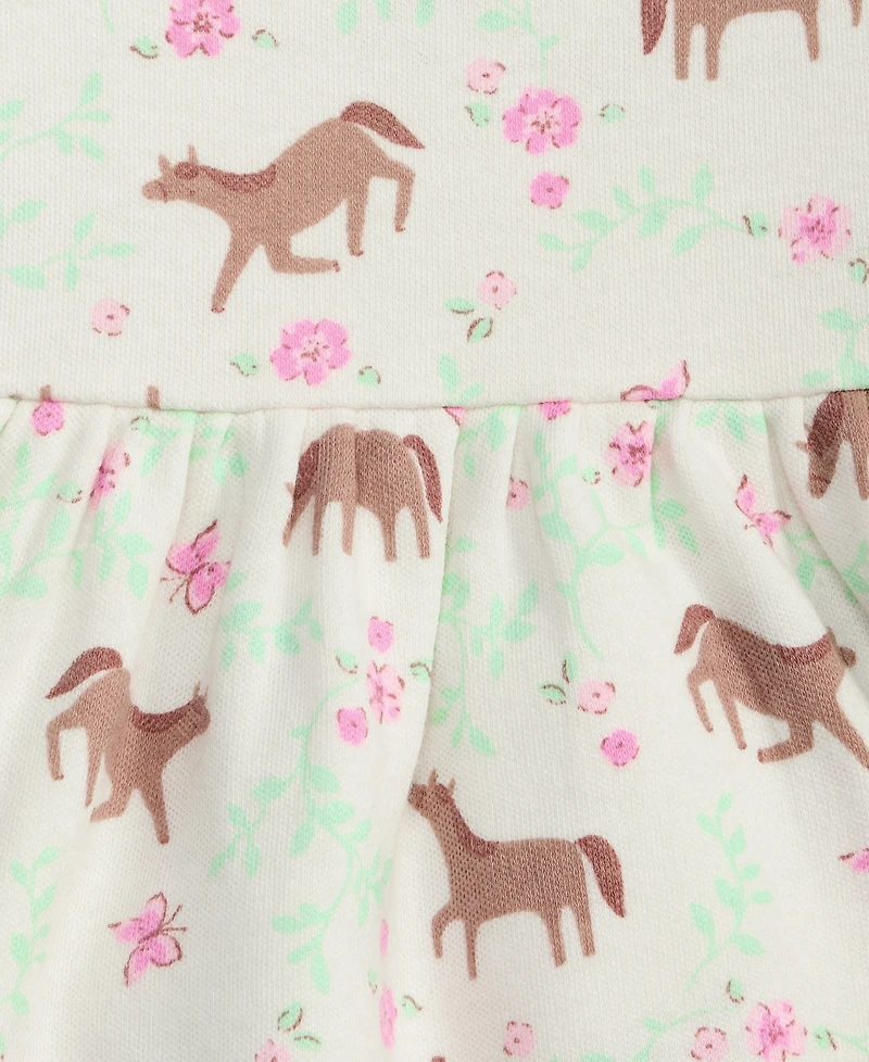 First Impressions Baby Girls' 0M-24M Long-Sleeve Horses-Print Dress, Macy's Exclusive