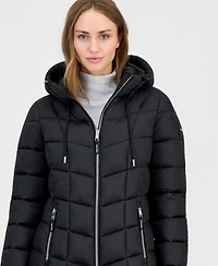 Calvin Klein Women's Packable Hooded Drawstring Puffer Jacket