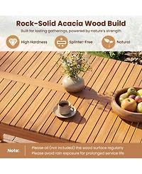 Sugift Acacia Wood Outdoor Dining Table with Slatted Tabletop for Garden