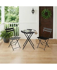 gaomon 3 Piece Outdoor Patio Bistro Set - Folding Metal Chairs and Table