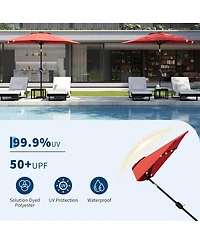gaomon Half Patio Umbrella with Smooth Crank Lift, Shade Canopy for Patio, Backyard, Garden with Led Lights (No Base)