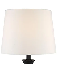 360 Lighting Joyce Modern Table Lamps Set of 2 with Round Riser 25" High Black Metal White Linen Drum Shade for Bedroom Living Room Bedside Office