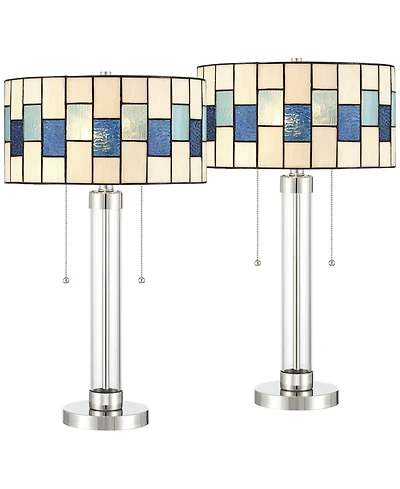 Robert Louis Tiffany Andra 24 1/2" High Art Glass Table Lamp Set of 2