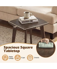 Gymax 17'' Solid Wood Side Table w/Thickened Top and Curved Edge for Living Room Bedroom