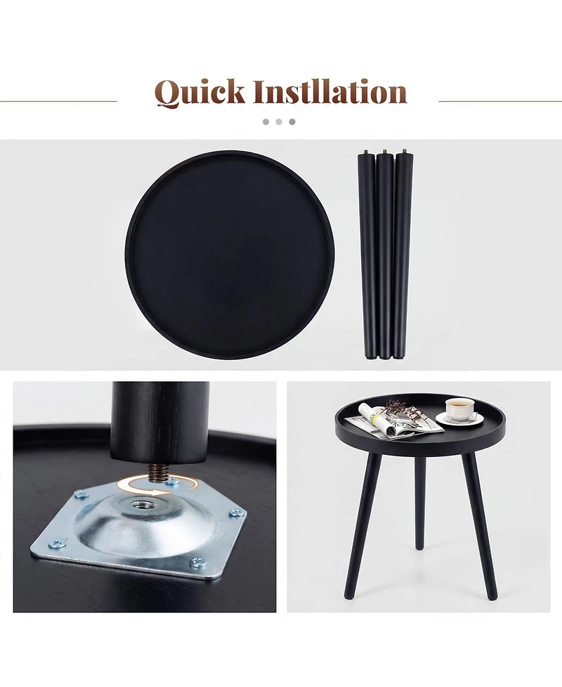 Gymax Round Side Table Sofa Coffee End Accent Table Nightstand Home Furniture