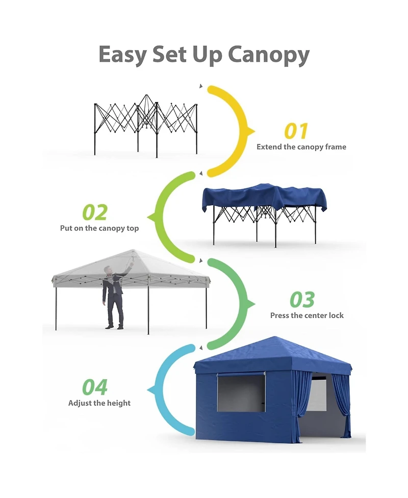 gaomon Outdoor 4-Sidewall Pop Up Canopy Tent for Picnics, Camping