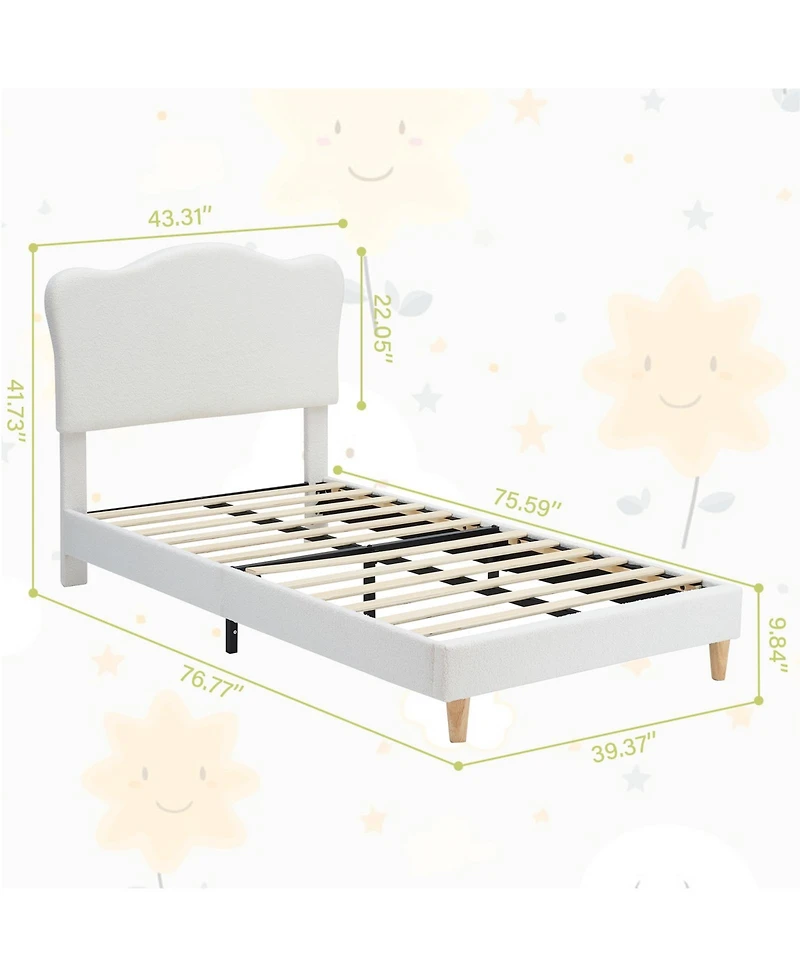 gaomon Twin Bed Frame, Platform Bed with Boucle Headboard