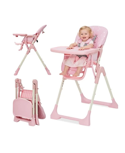 gaomon Baby High Chair, Foldable Feeding Chairs for Babies and Toddlers, Adjustable Height/Backrest/Footrest, Removable Tray, Fast Folding