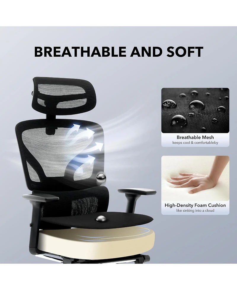 gaomon Office Chair Ergonomic Desk Chair,Home Mesh Chair with Adjustable Footrest Lumbar Support,High-Back Computer Gaming Chair