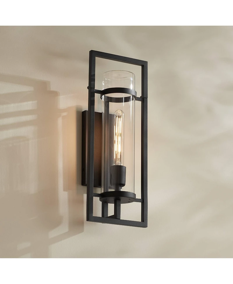 Possini Euro Design Castello 18inches High Modern Outdoor Wall Light Fixture Mount Porch Weatherproof Sand Marine Grade Finish