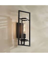 Possini Euro Design Castello 18inches High Modern Outdoor Wall Light Fixture Mount Porch Weatherproof Sand Marine Grade Finish