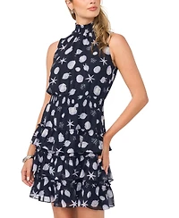 1.state Women's High Neck Smocked Waist Dress