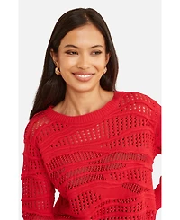 Yumi Women's Wave Pointelle Knitted Jumper