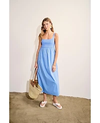 English Factory Women's Tie Back Knit Combo Striped Maxi Dress