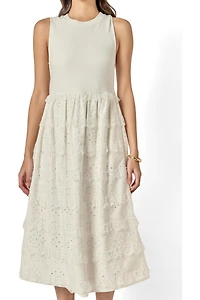 English Factory Women's Mixed Media Sleeveless Midi Dress