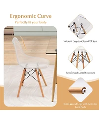 Gymax Modern 5-Piece Dining Table Set w/ Rectangle Glass Table and 4 Transparent Chairs