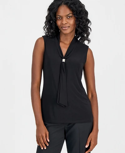 Kasper Women's Embellished-Tie-Neck Sleeveless Top