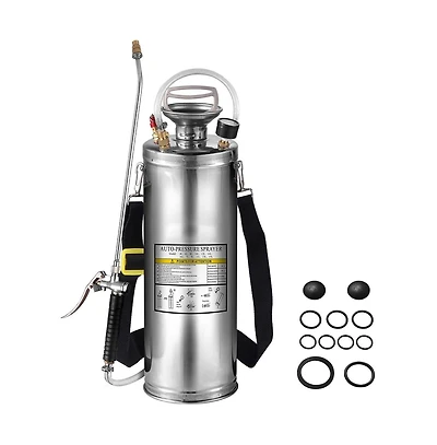 Sugift 3 Gallon Stainless Steel Hand Pump Sprayer with 20 in Wand and 3 ft Reinforced Hose