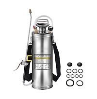Sugift 3 Gallon Stainless Steel Hand Pump Sprayer with 20 in Wand and 3 ft Reinforced Hose