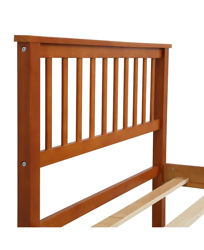 Rainsken Wood Bed Frame, Twin Size Platform Bed with Headboard and Footboard, 275 lbs Capacity for Bedroom, No Box Spring Need