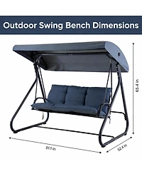 Homfan 3-Seat Outdoor Convertible Swing with Adjustable Canopy, 2-in-1 Bench/Bed, Cushions, 750 lb Capacity