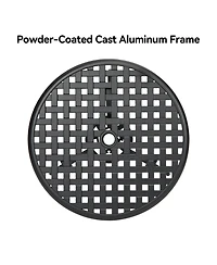 homfan 24-Inch Cast Aluminum Outdoor Patio Bistro Table, Weather-Resistant Round Dining Table w/ Umbrella Hole and Floral Lattice Design