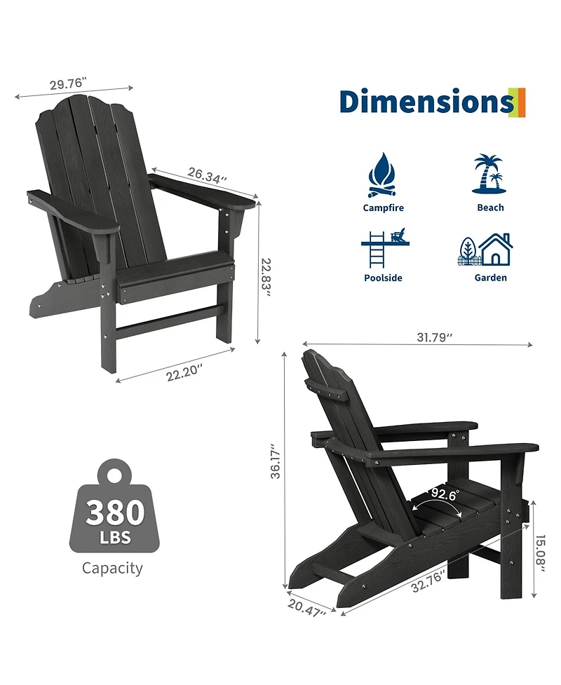 GarveeLife Hdpe Adirondack Chair Set of