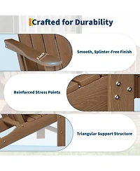 GarveeLife Hdpe Adirondack Chair Set of 2, Durable Wood Grain Outdoor Patio Lounge Chairs for Garden, Deck, Backyard, Poolside