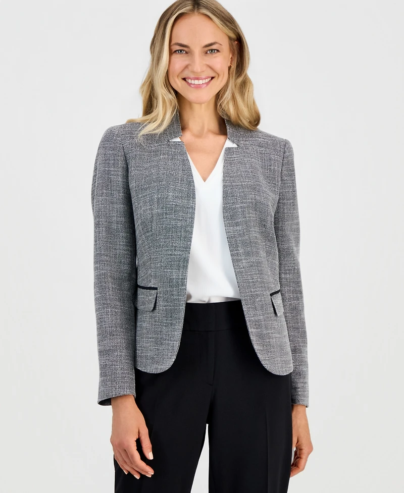 Kasper Petite Cutout Collar Padded Blazer