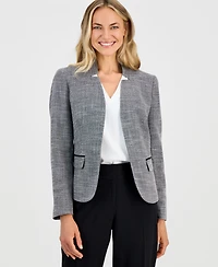Kasper Petite Cutout Collar Padded Blazer