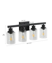 Busdays Modern Black 4 Light Bathroom Vanity Light Fixture Industrial Wall Sconce with Clear Glass Shades No Bulbs