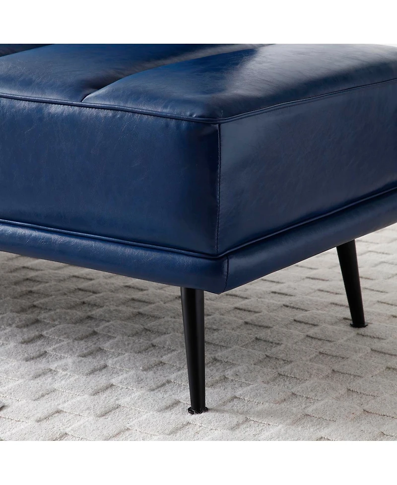 Streamdale Furniture Faux Leather Swivel Tray Bench with Metal Legs