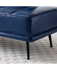 Streamdale Furniture Faux Leather Swivel Tray Bench with Metal Legs