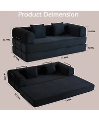 Streamdale Furniture Convertible Sleeper Sofa Bed with Pillow, Corduroy Folding Mattress Couch