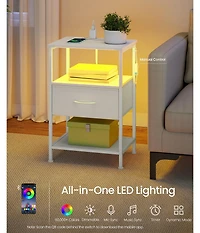 Slickblue Smart Bedside Table with Charging Station and App Led Lights