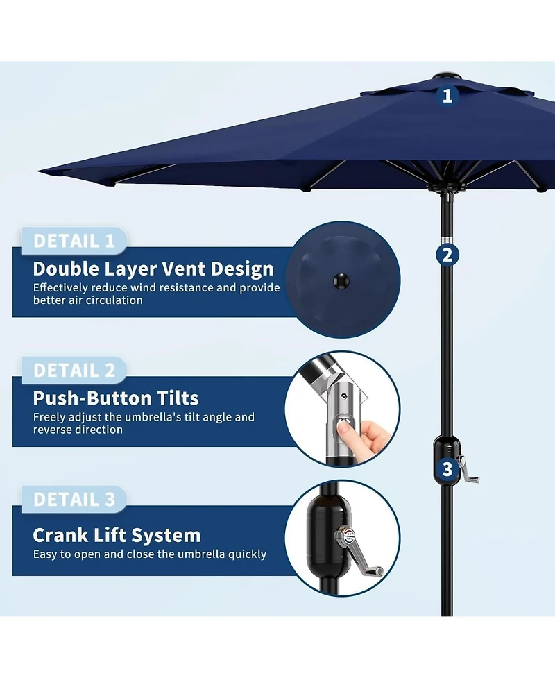 gaomon 10FT Outdoor Table Patio Umbrella with Crank Lift and Push Button Tilt for Pool, Deck, Yard, Garden