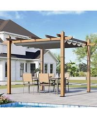 gaomon 10x10 Ft Outdoor Patio Pergola with Sun Shade Canopy for Backyard, Patio, Porch