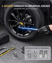 Sugift Car Jack 2 Ton (4409 lbs) Tire Changing Kit with Lug Wrench - Emergency Kit for Car, Suv, Mpv