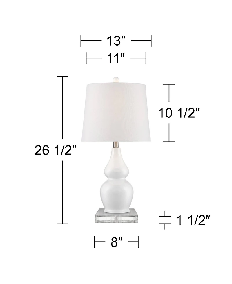 360 Lighting Jane Modern Double Gourd Table Lamps Set of 2 with Square Riser 26.5 Inches High Ceramic Drum Shade for Bedroom Living Room Bedside