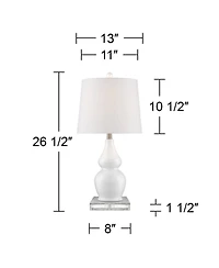 360 Lighting Jane Modern Double Gourd Table Lamps Set of 2 with Square Riser 26.5 Inches High Ceramic Drum Shade for Bedroom Living Room Bedside
